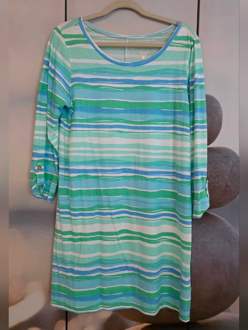 Lilly Pulitzer Linden dress in  "Seaspray Blue Sea Stripe" Size Large